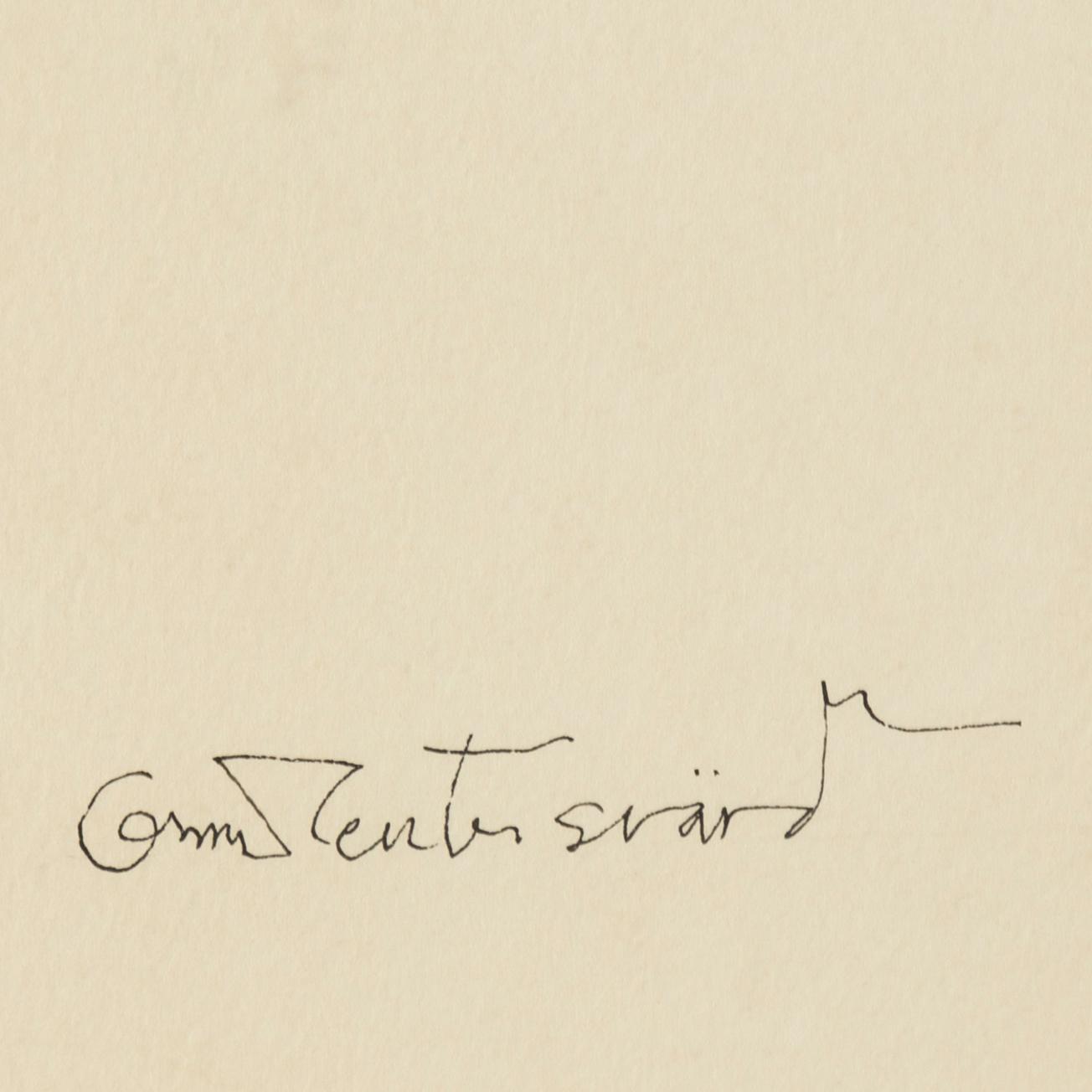Oscar Reutersvärd, ink & watercolour, signed.