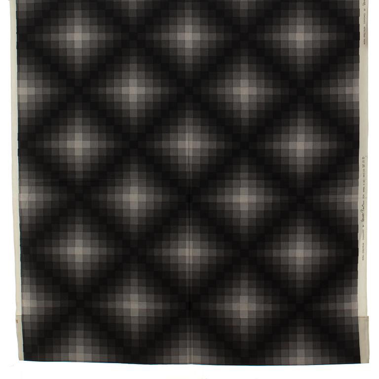 GARDINLÄNGDER, 3 st samt PROVBITAR, 2 st, bomullskretong, Verner Panton för Mira-X. 1970-tal.