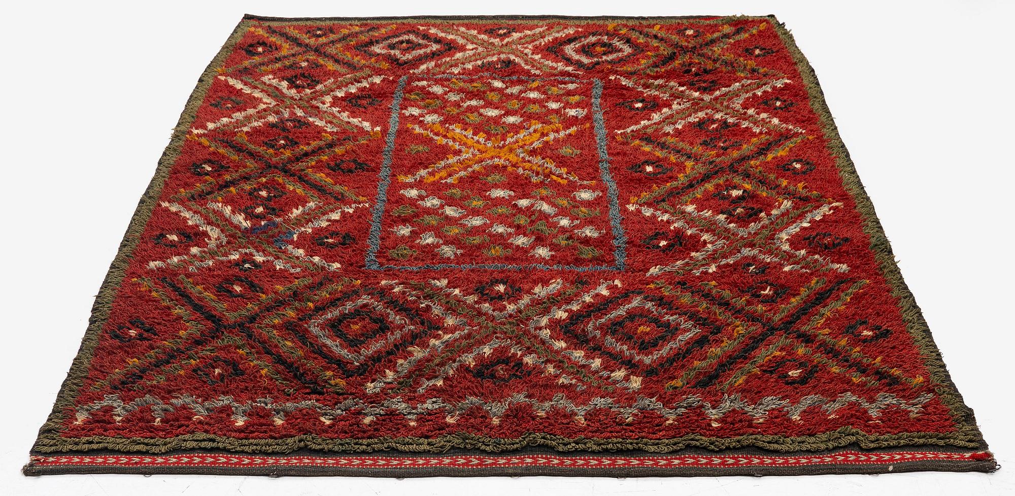 A knotted pile bed cover c. 205 x 134 cm, Finland, mid to the second half of the 19th century.