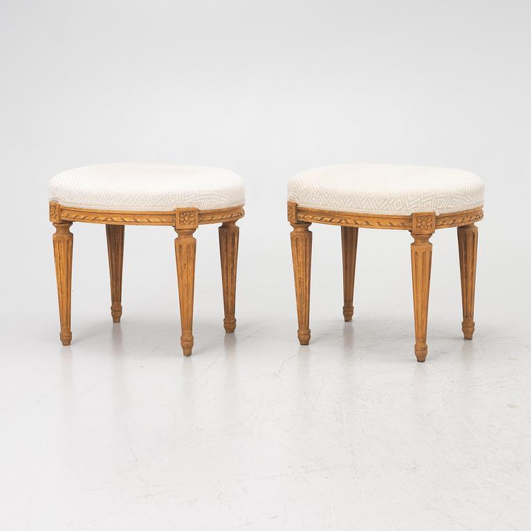 A pair of Louis XVI-style stools, late 19th century.
