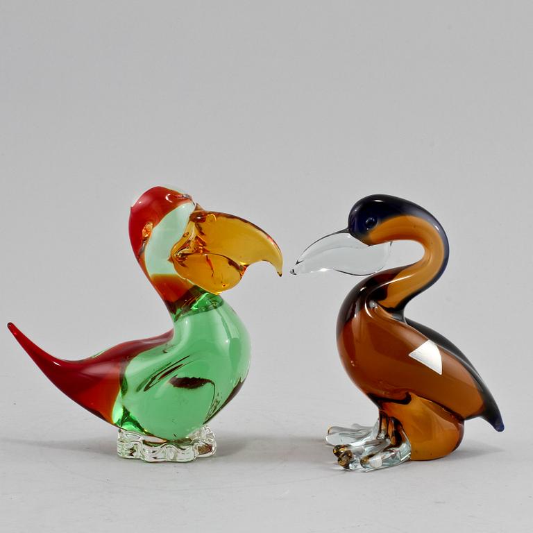 FIGURINER, 2 st, glas, Cimarosti & Pinzan, Murano, Italien, 1900-talets tredje kvartal.