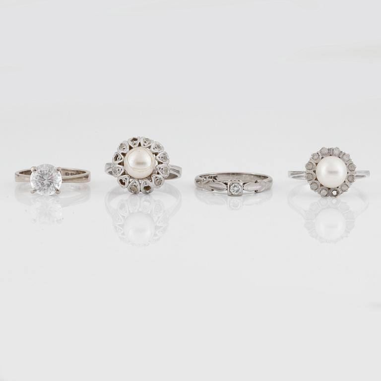 RINGAR, 4st, 18k vitguld. Totalvikt 13g.