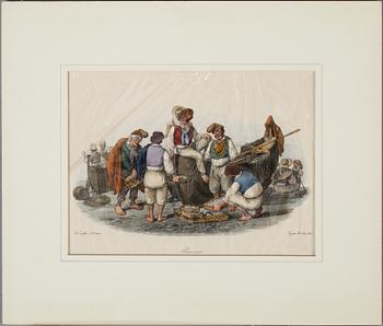 LITOGRAFISKA TRYCK, 5 st, Italien, omkring år 1900.