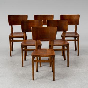 A set of 6 cafe chairs, early 20th Century.