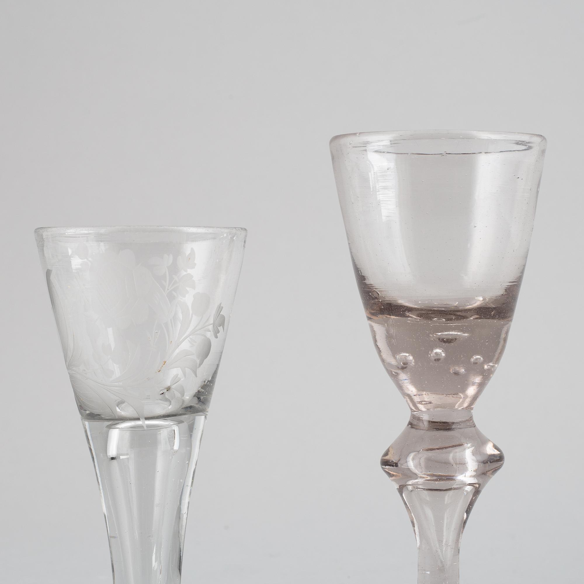 Two glasses, 1700's.