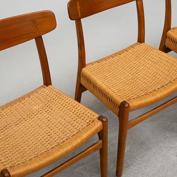 Four 'CH-23' 'Spisestolen' chairs by Hans J Wegner, Denmark.
