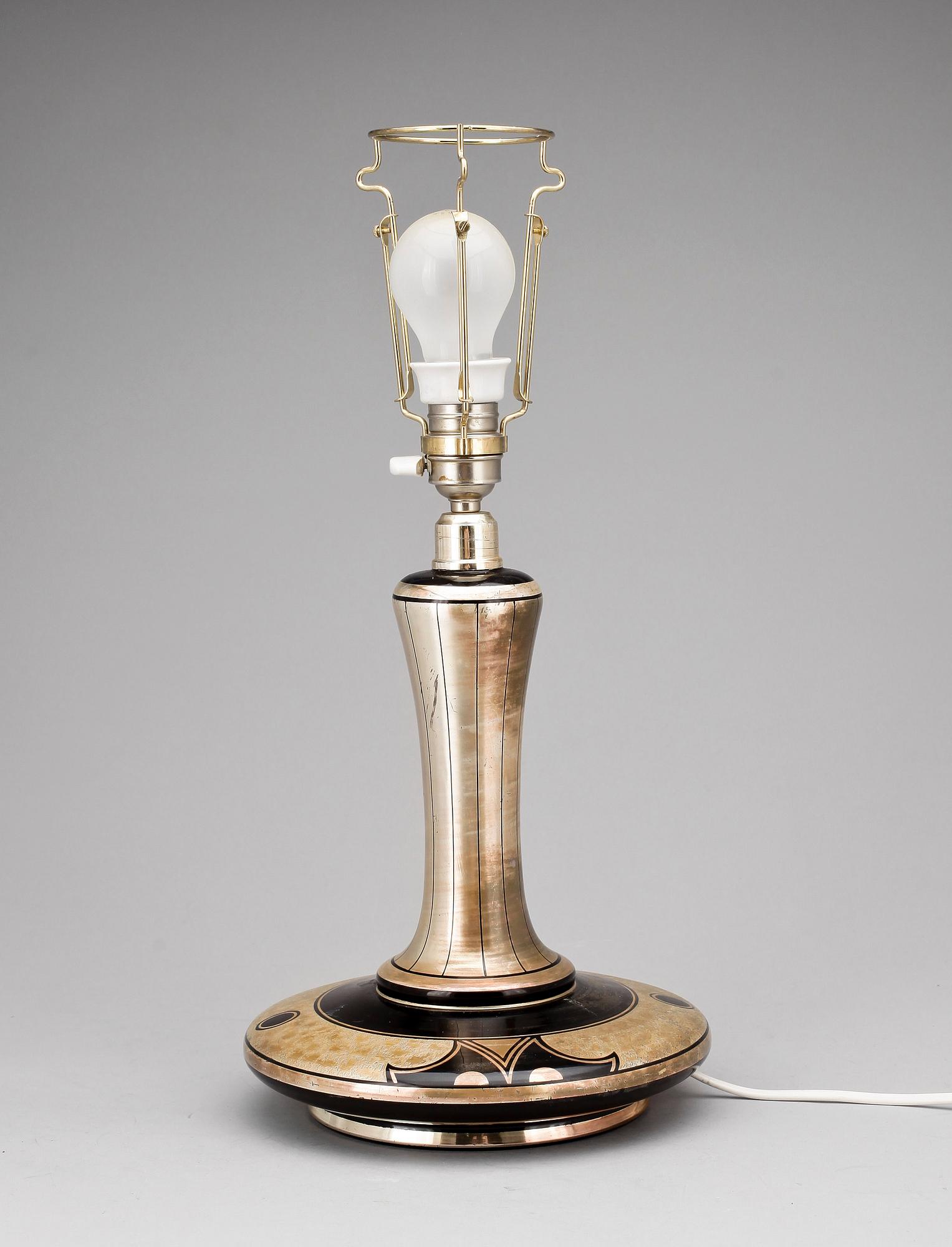 BORDSLAMPA, glas, art deco, 1930/40-tal.