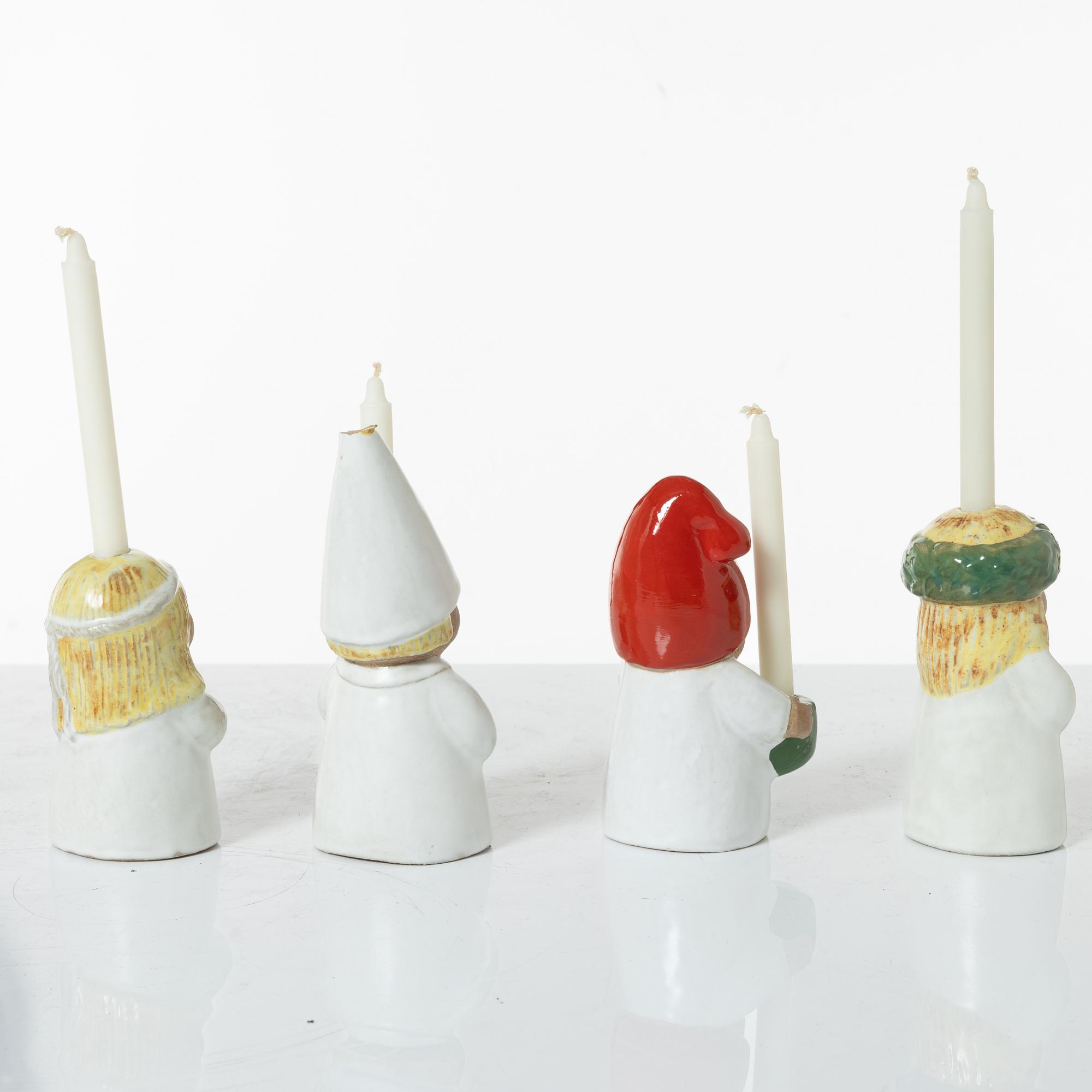 Lisa Larson, figurines/candle holders, 4 pcs, "Advent", stoneware, Gustavsberg.