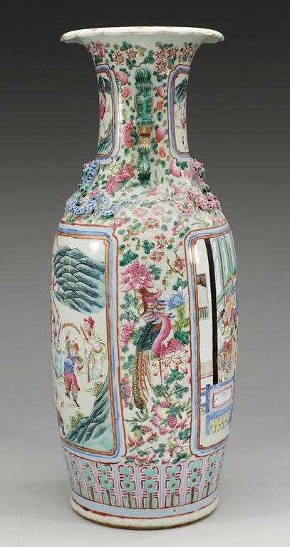 A 19th cent polychrome floor vase, late Qing dynasty.