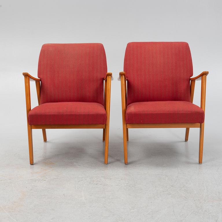 Chairs, a pair, Olof Persson's armchair industry. Jönköping, mid-20th century.