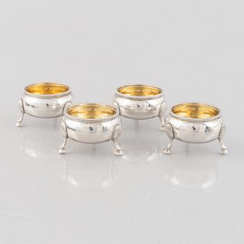 Four English Silver Salt Cellars, mark of William Evans, London 1883.