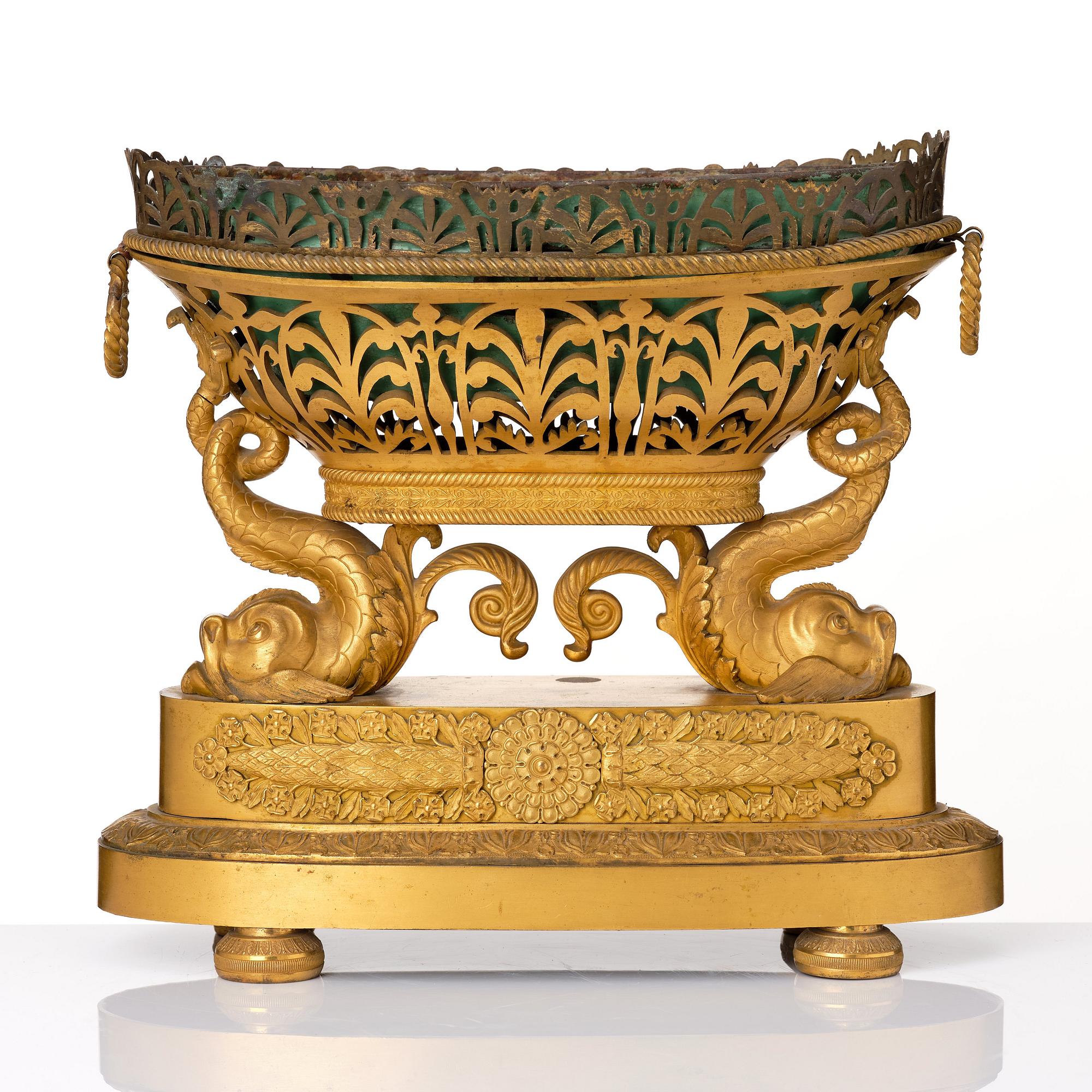 A set of three French Empire early 19th century gilt bronze centre pieces.