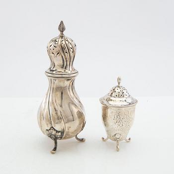Salt shakers 2 pcs silver K Andersson Stockholm 1925 and import marks.