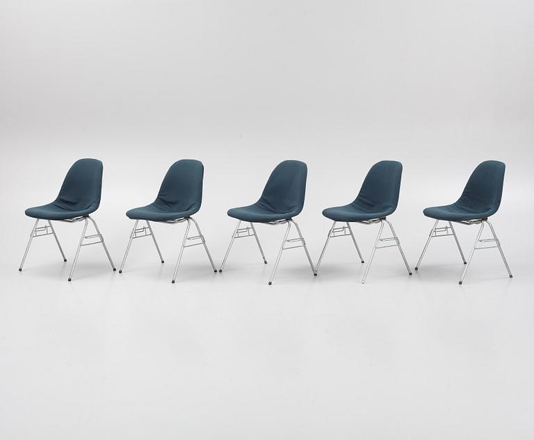 Charles & Ray Eames, five "DDS-I", chairs, license manufactured by Hille of London Ltd, England, 1960's/70's.