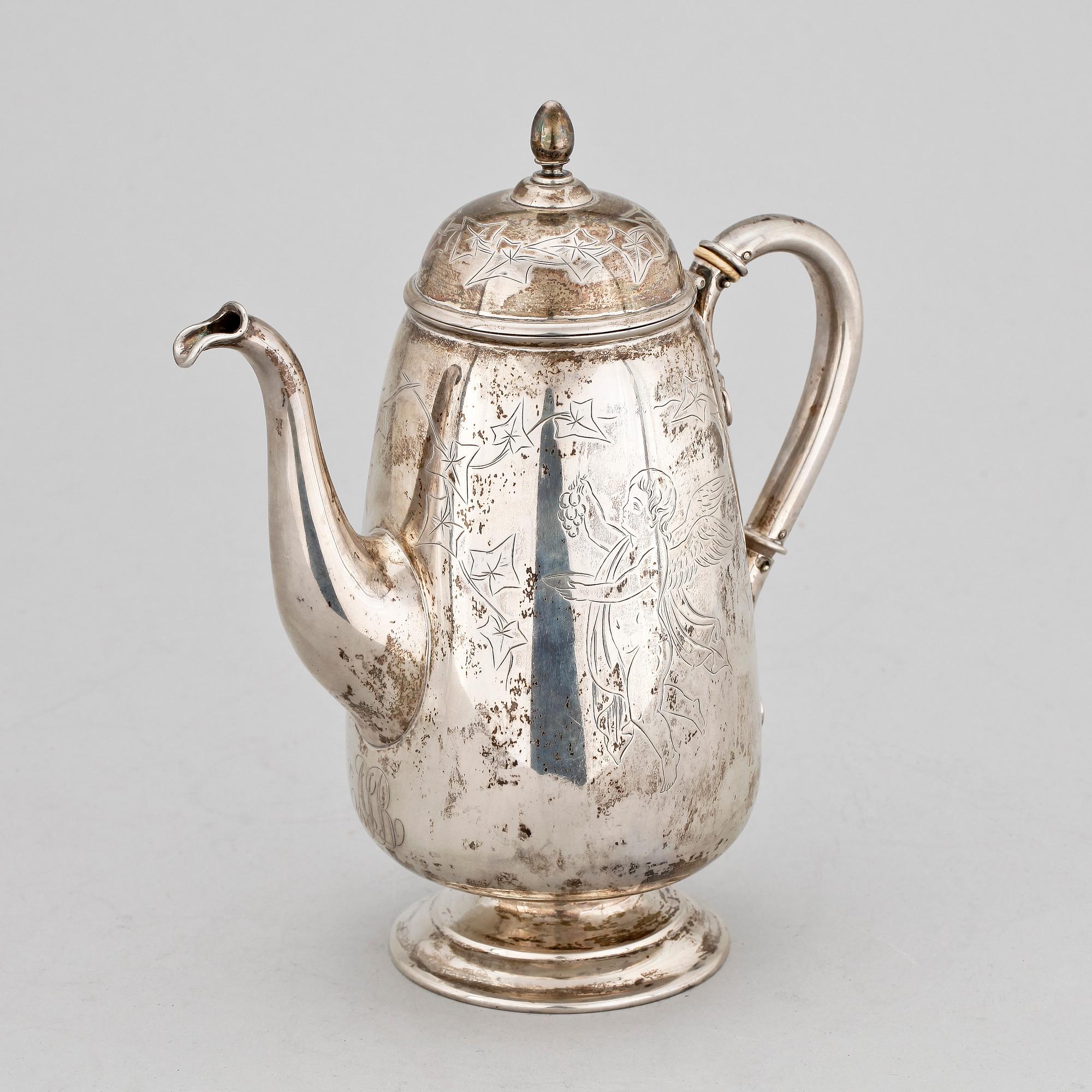 KAFFEKANNA och GRÄDDKANNA, silver, Clement, Danmark.