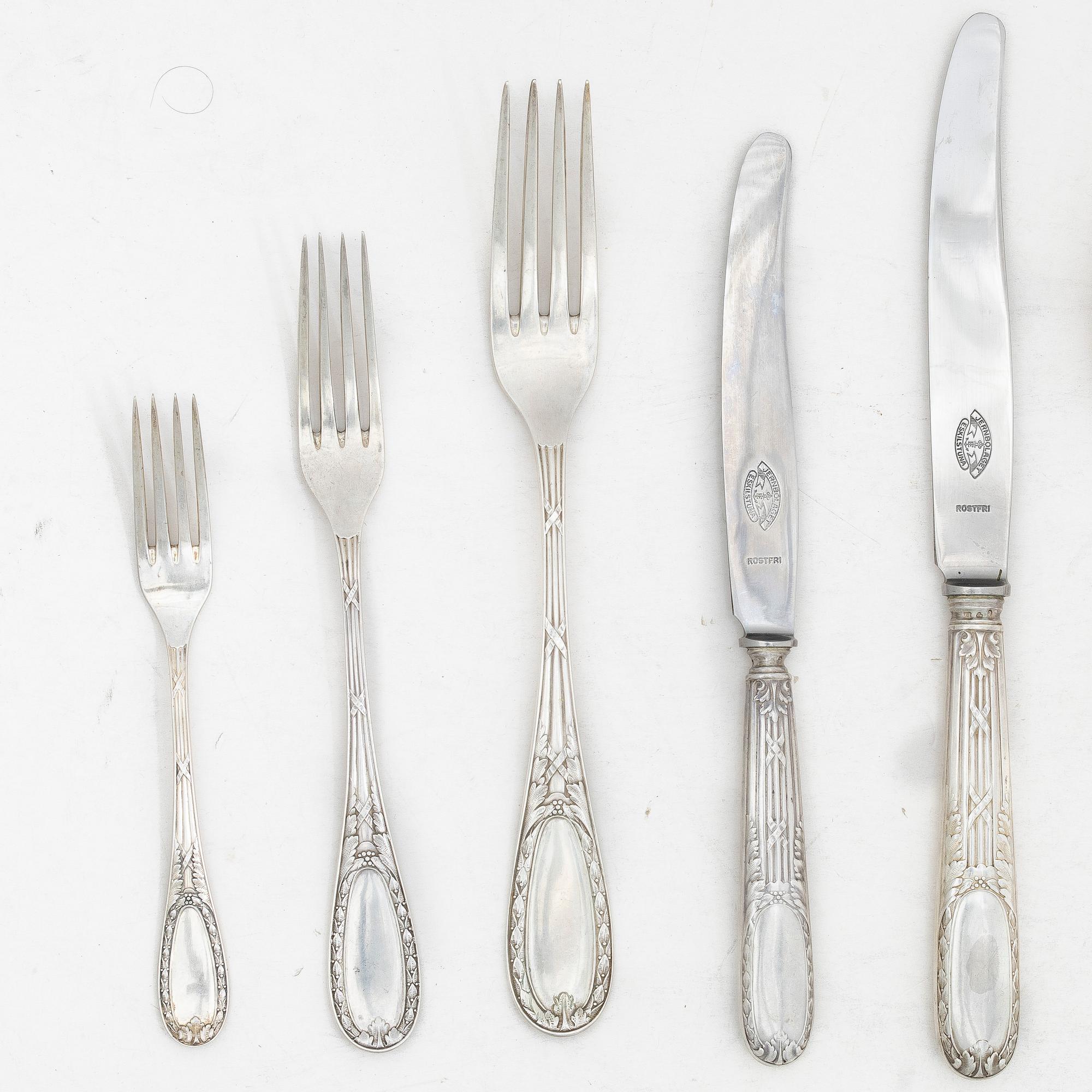 C.G. Hallberg, A Swedish silver cutlery set, model "Louis XVI", Stockholm 1911-1917 (178 pieces).