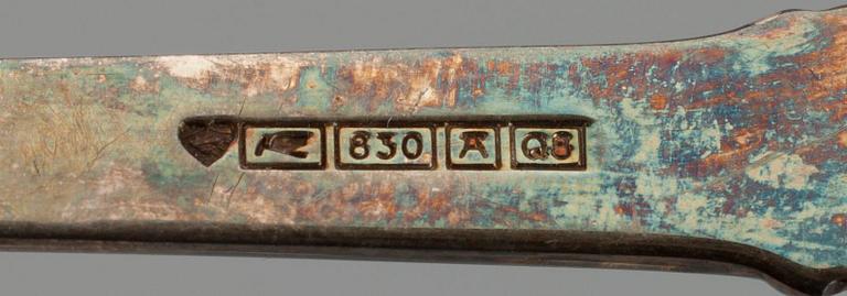 PARTI BESTICK, 12 st. "Suomi", samt "Tähkä" 2 st. silver, 1990-2000 -tal.