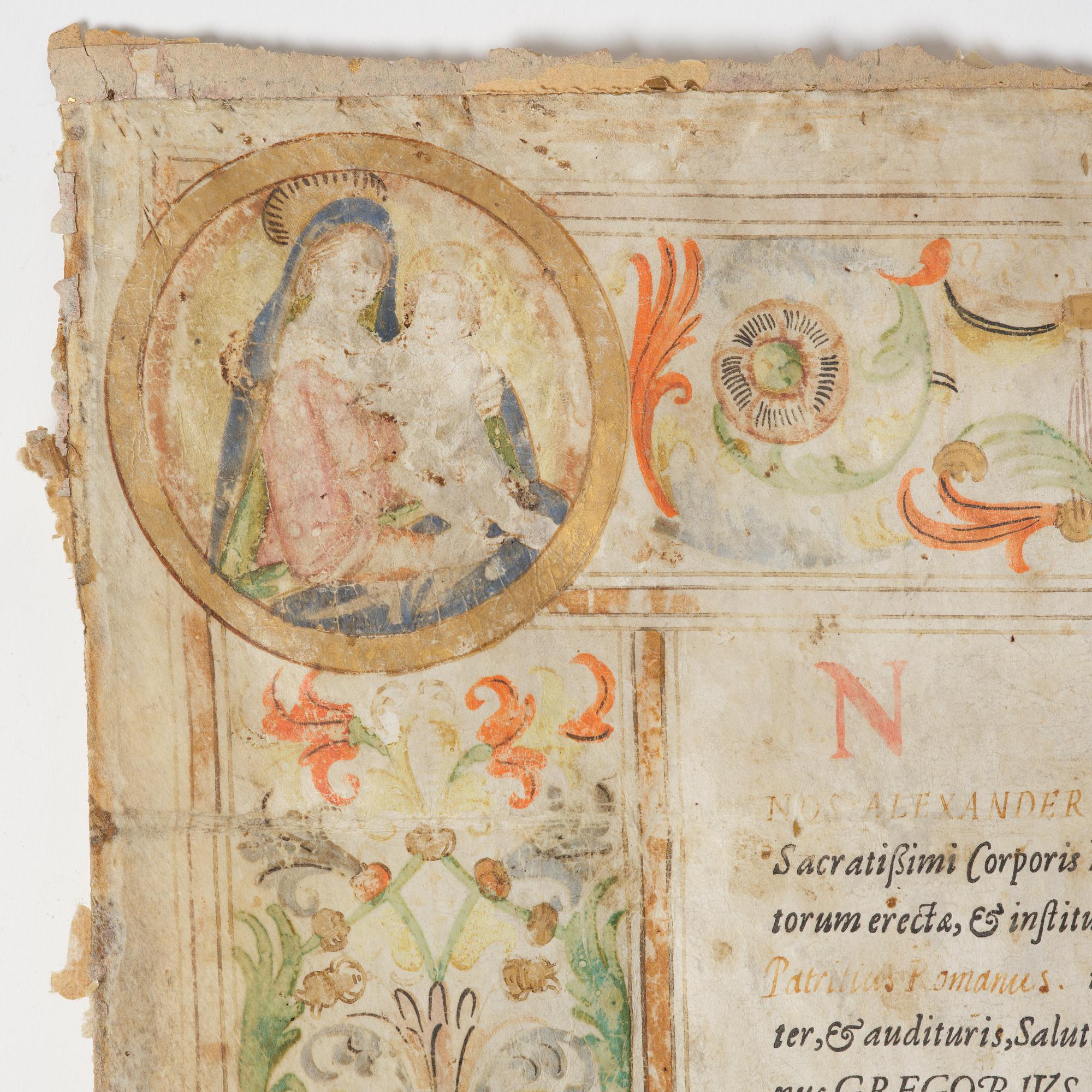 Document on vellum, Rome, 1586.