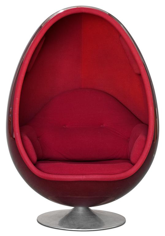 A Thor Larsen burgundy "Ovalia" chair, Torlan, Staffanstorp, Sweden 1960's.