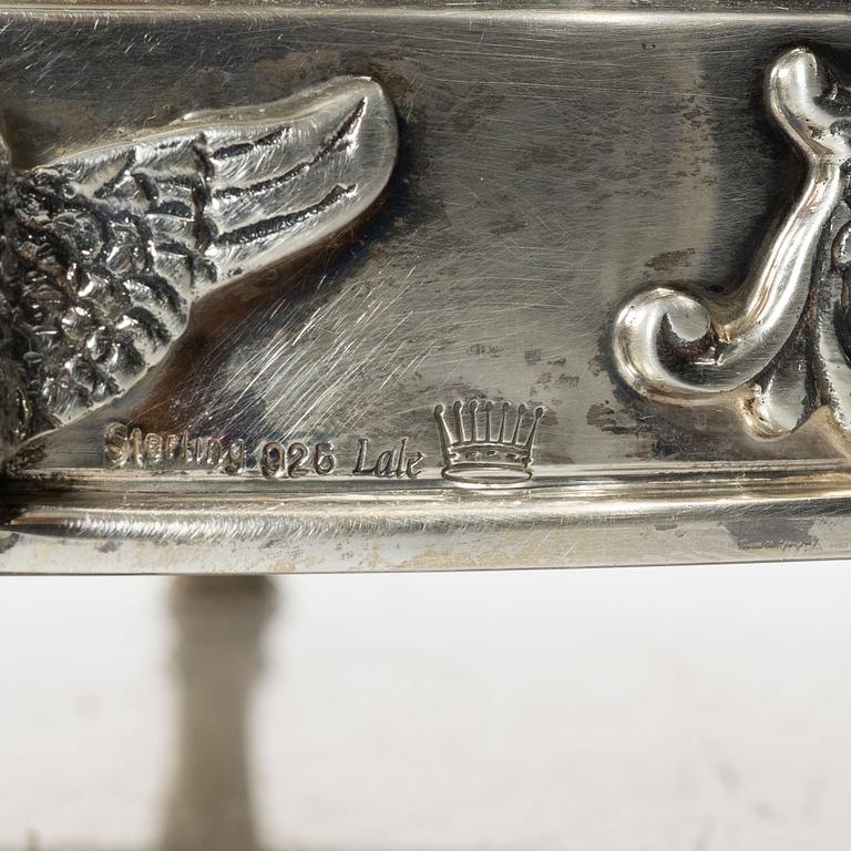 Large covered centerpiece bowl, silver, Empire style, 20th Century.