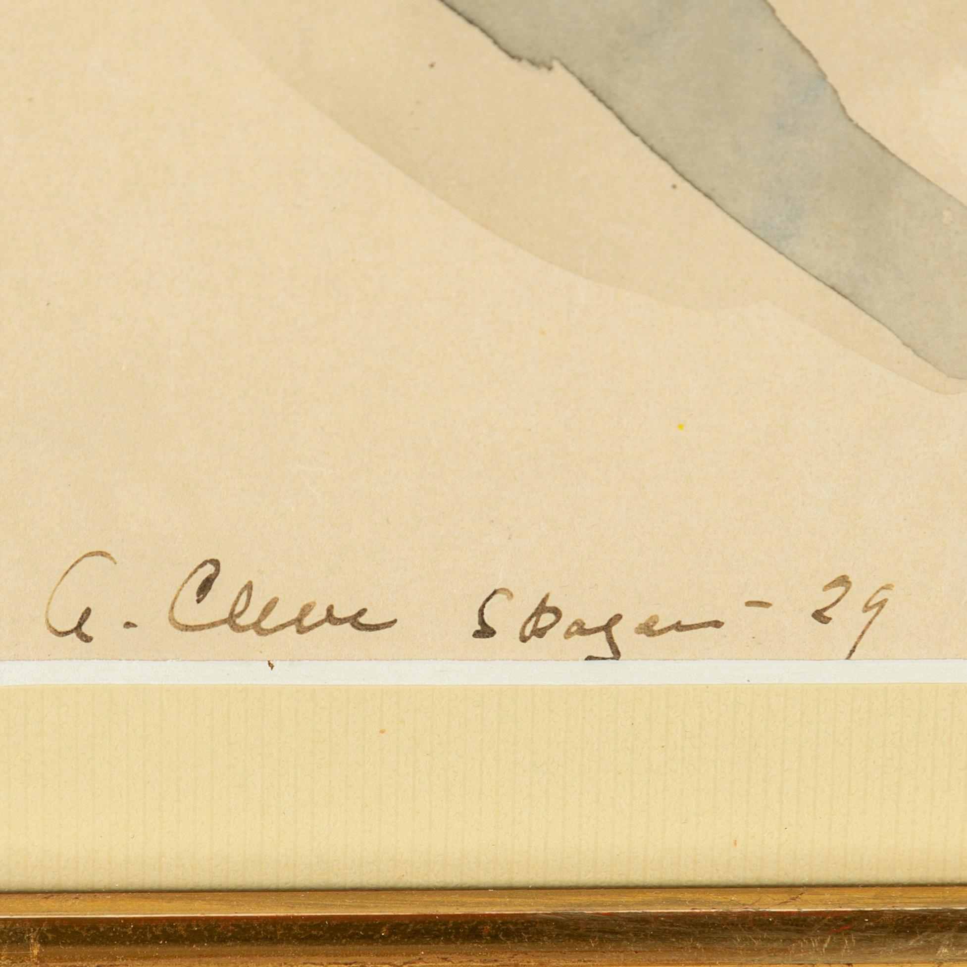 AGNES CLEVE, gouache. Signerad a cleve och daterad Skagen -29.