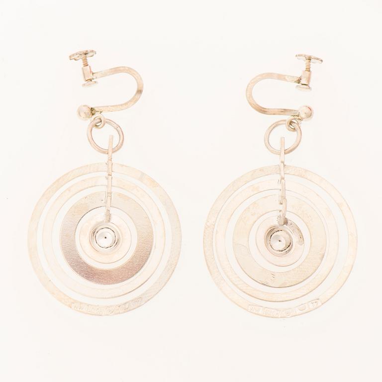 A PAIR OF TAPIO WIRKKALA EARRINGS, "Silver Moon", silver. Kultakeskus, Finland 1972.