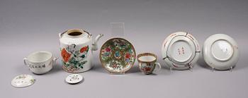 PARTI PORSLIN, 5 delar, Kina, 1800-1900-tal.