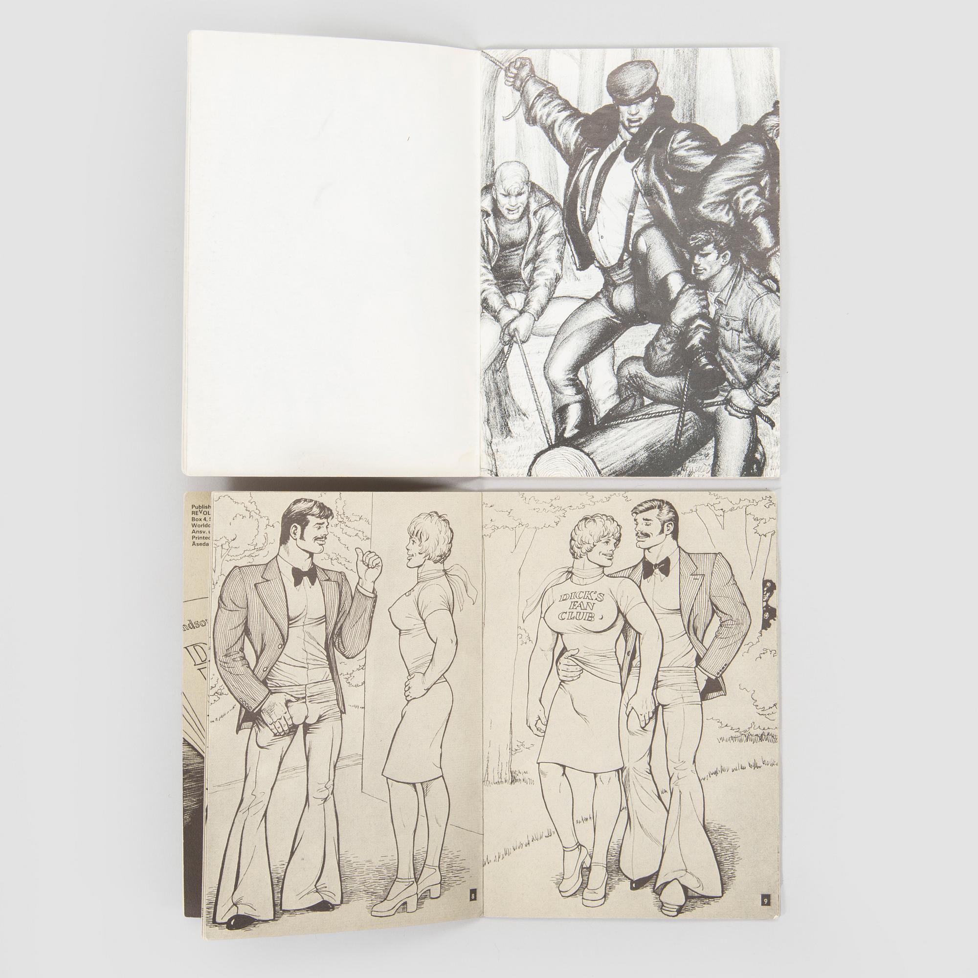 Tom of Finland (Touko Valio Laaksonen), and Dom Orejudos (Etienne & Stephen) and Jim French (Rip Colt), magazines 16 pcs, and calendar, 1960s-90s.