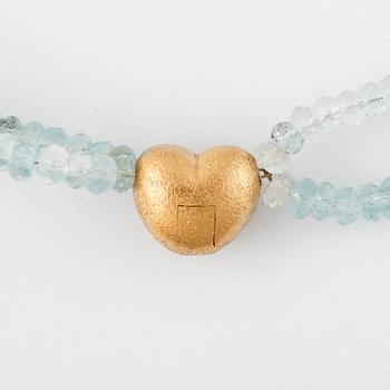 COLLIER, Ole Lynggaard, akvamariner med lås i 18k guld.
