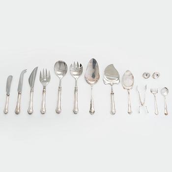 A 56-piece set of 'Chippendale' silver cutlery,  Auran Kultaseppä, Turku and Kultakeskus Hämeenlinna 1975-82.