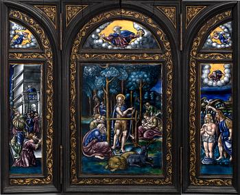 TRIPTYCH, enamel, 19th century latter part, possibly Limoges.