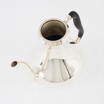 A Danish Sterling Silver Coffee Pot, Creamer and Sugar Bowl, mark of Svend Toxvaerd, circa mid-20th century.