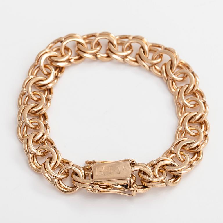 A 14K gold Bismarck link bracelet, A.Harkon Kulta, Lahti 1971.