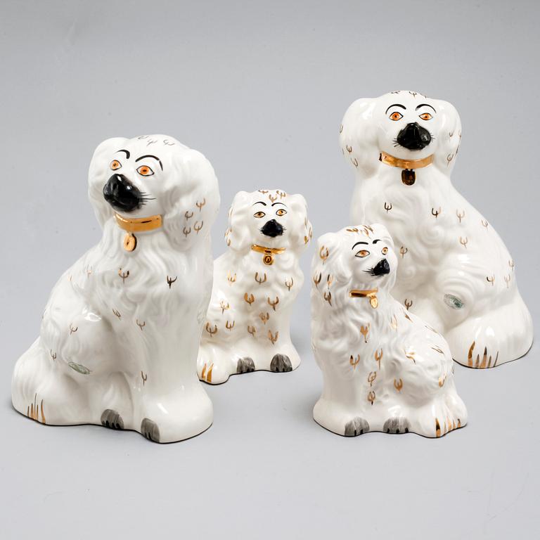 FIGURINER, två par, flintgods, Beswick, England, 1900-talets andra hälft.