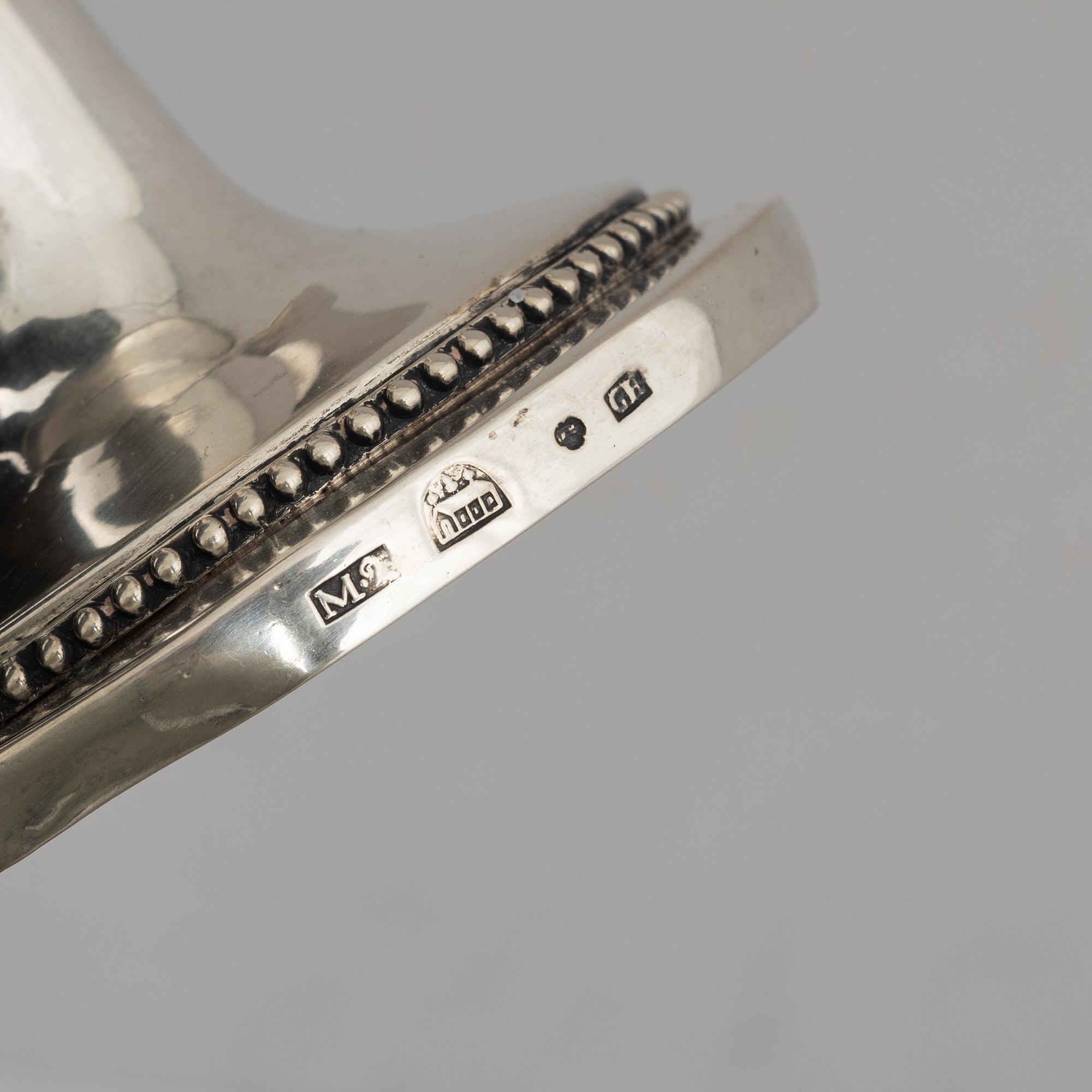 Gustaf Hamnqvist, ljusstakar, silver, Åmål 1794. Sengustavianska.