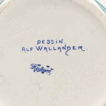 Alf Wallander, vas samt skål med lock, flintgods,  jugend, Rörstrand, tidigt 1900-tal.