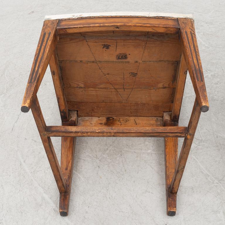 Six late Gustavian chairs, early 18th century.