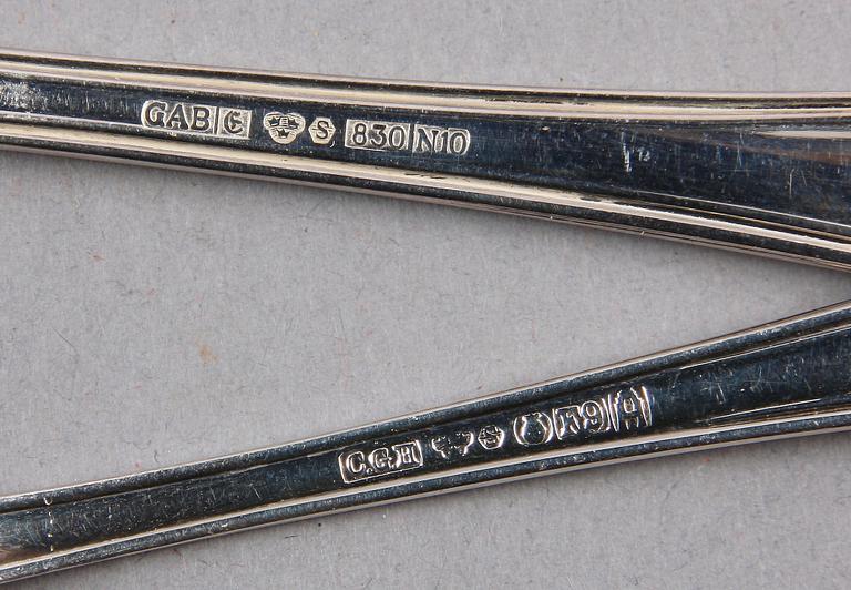 PARTI BESTICK, 29 delar, silver, bl a GAB, MEMA och CG Hallberg, 1896-1988. Ca 430 g.