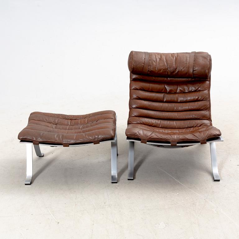 Arne Norell, a metal and leather Ari easy chair and foot stool after 1966.