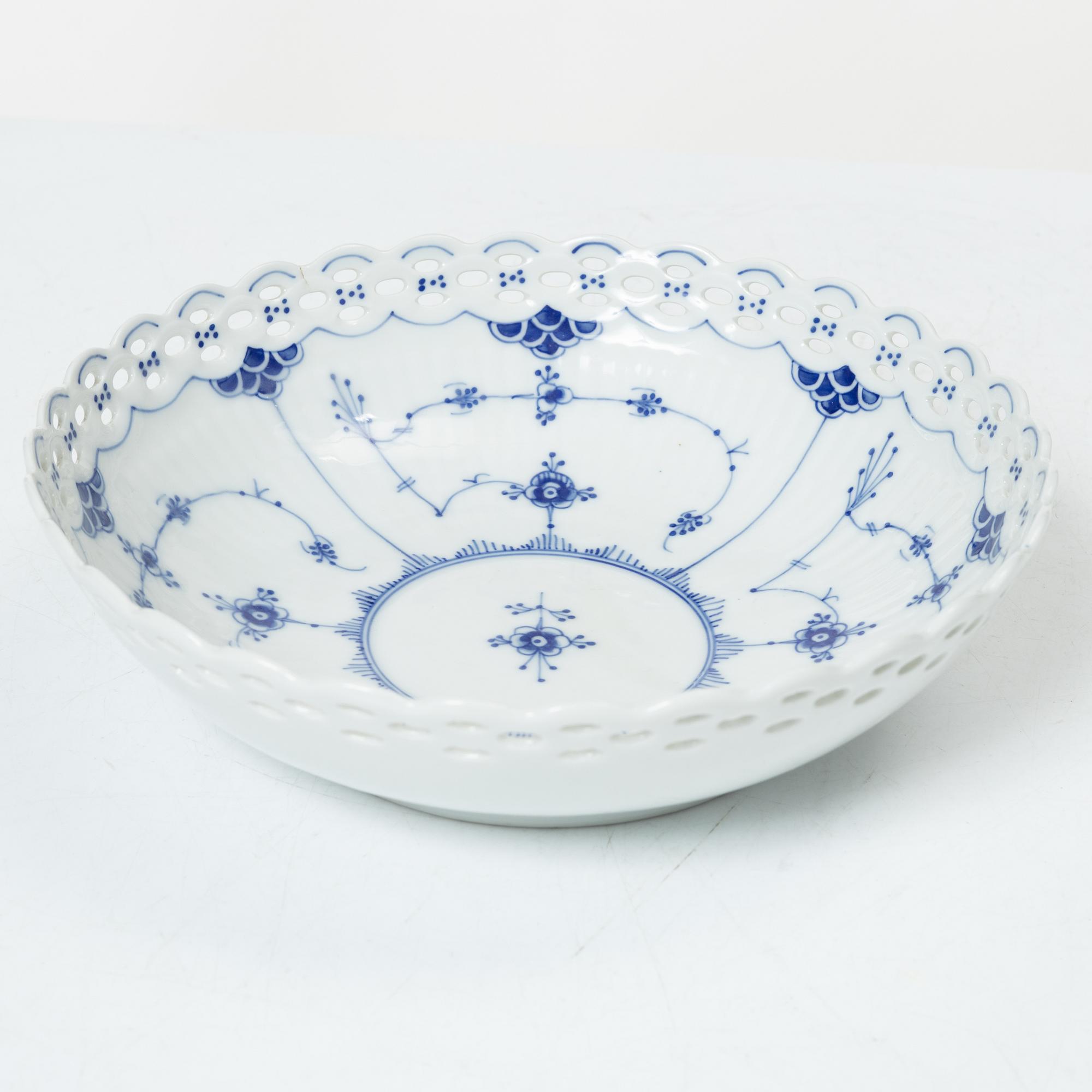 Royal Copenhagen, a 58-piece porcelain 'Blue Fluted' dinner and tea service, Denmark, mostly 1889-1934 but some pieces 1950-1984.