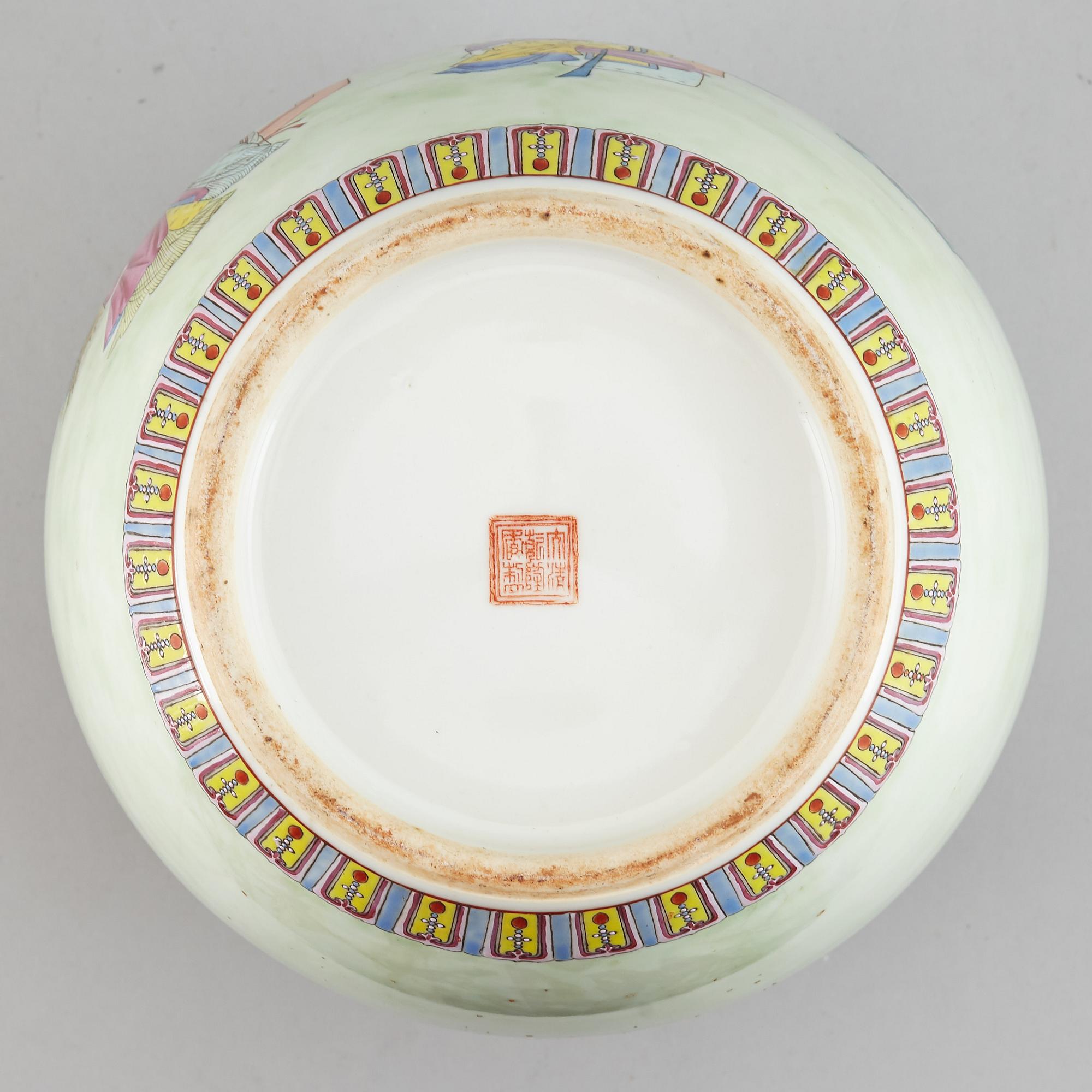 A famille rose jar with cover, China, Republic style, 20th Century.