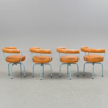 A set of four "LC7" chairs by Le Corbusier, Pierre Jeanneret and Charlotte Perriand for Cassina.