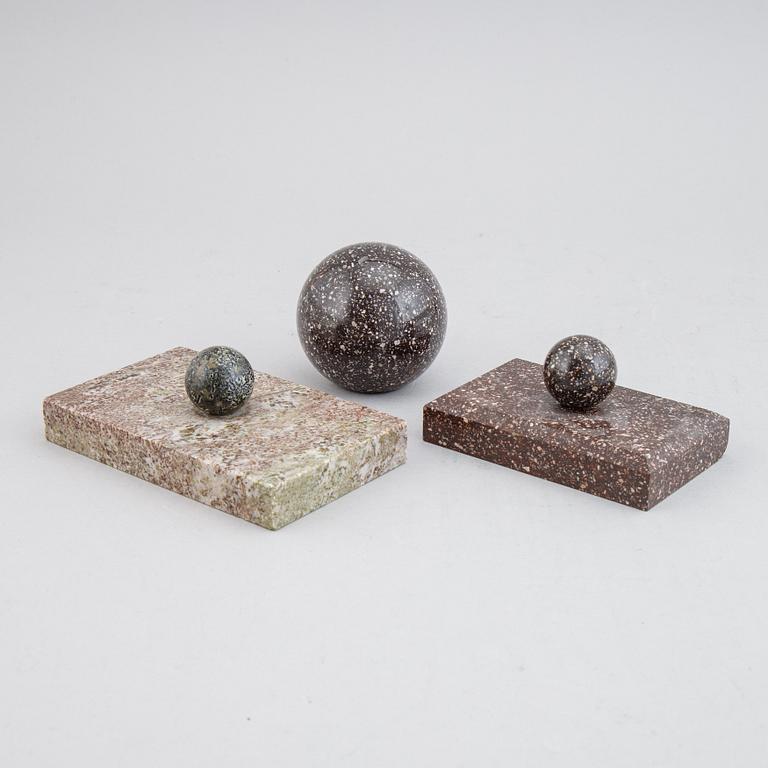 porphyry and marble paper weight.