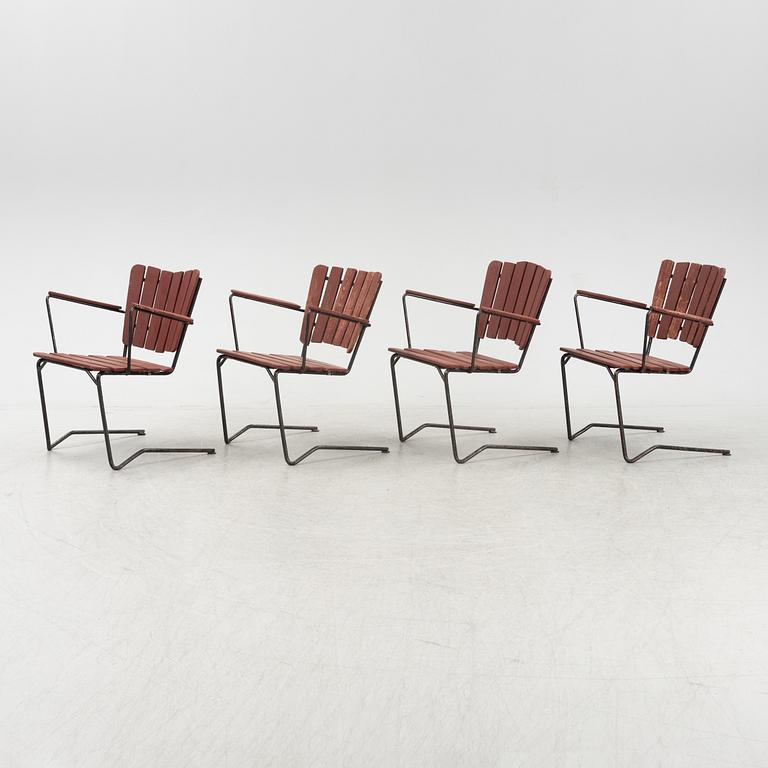 Four garden chairs, mid 20th century.