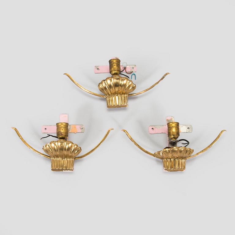 Vägglampor, 3, st,  beställningsarbete Idman 1943.