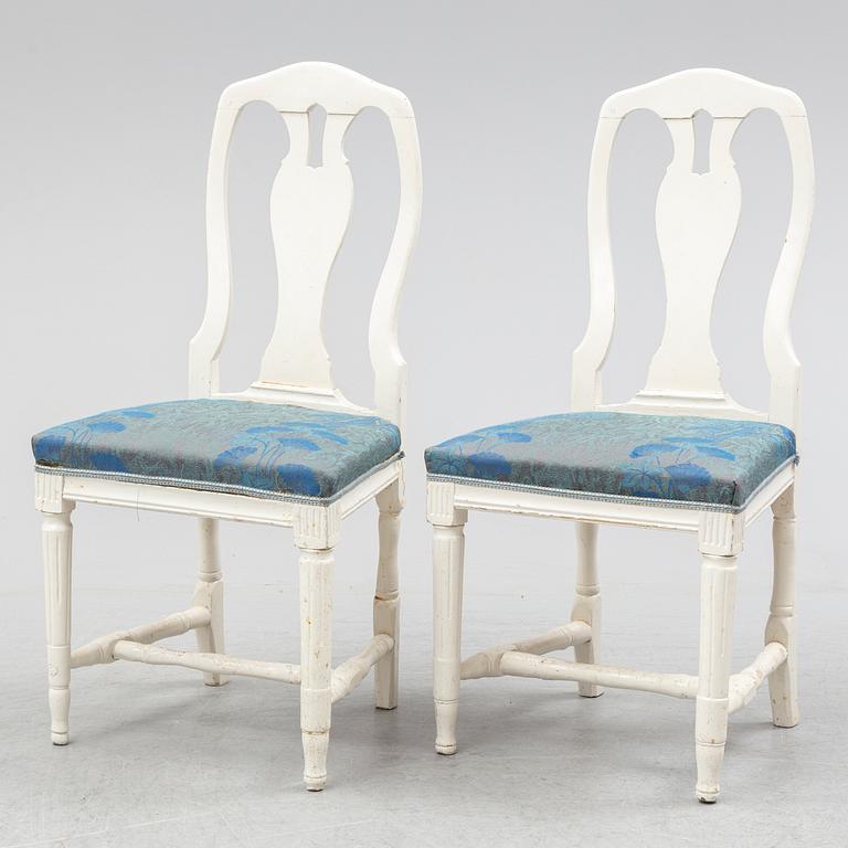 Four circa 1800 painted chairs.