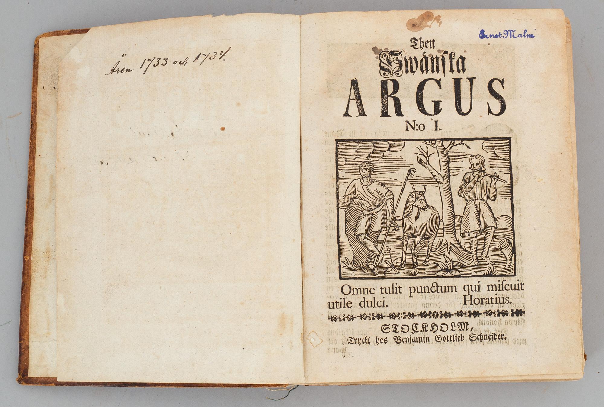 Then swänska Argus, 1732-4.