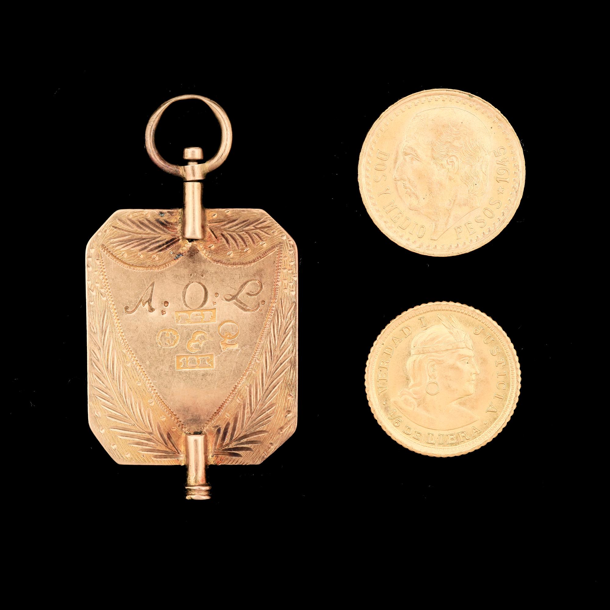 PARTI GULD, 3st, bland annat Pehr Gerorg Fröberg, Norrtälje, verksam 1840-1862. Tot vikt 7g.