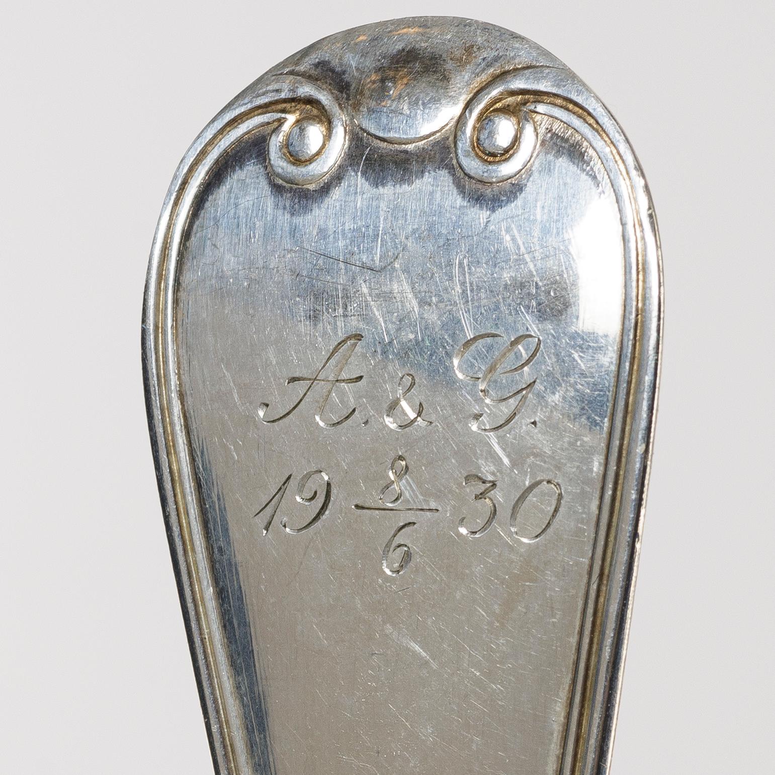 17 pieces of silver cutlery, mostly CG Hallberg, Sweden, 1842-1927.