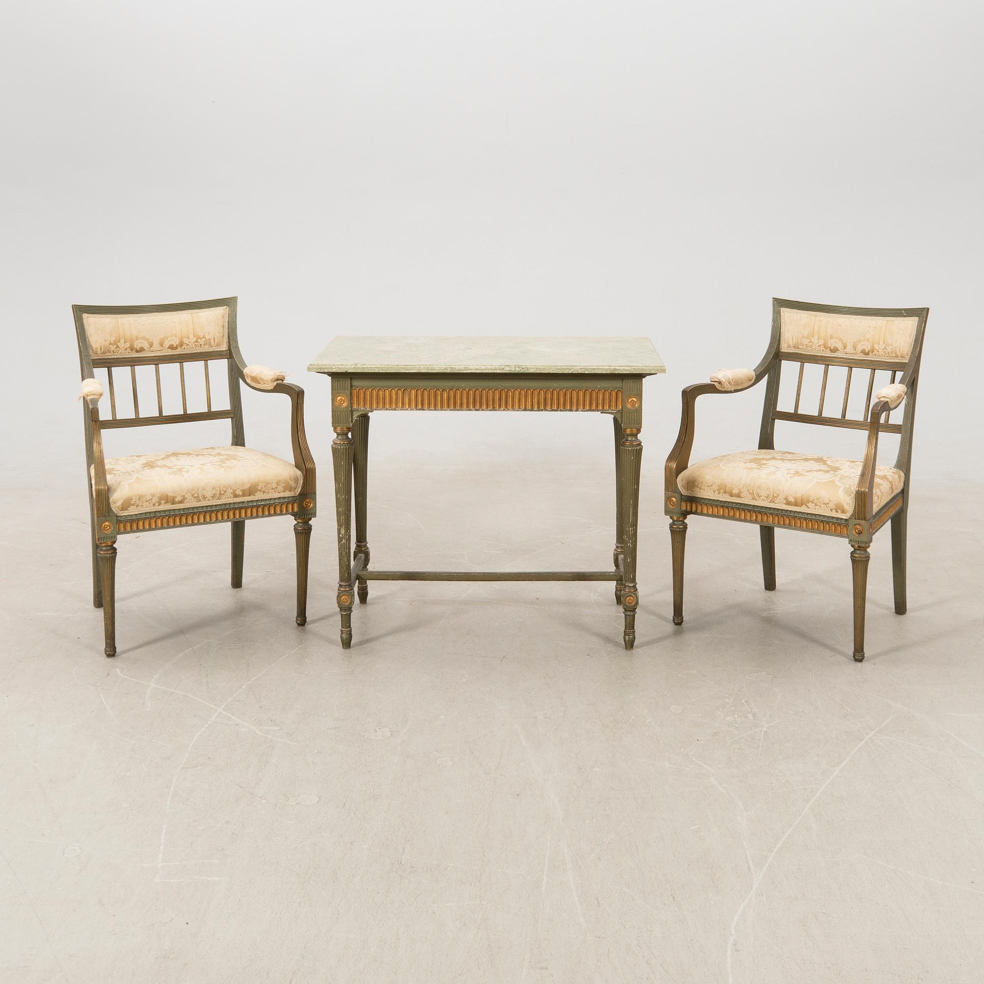 Salon group 3 pcs Gustavian style first half of the 20th century.